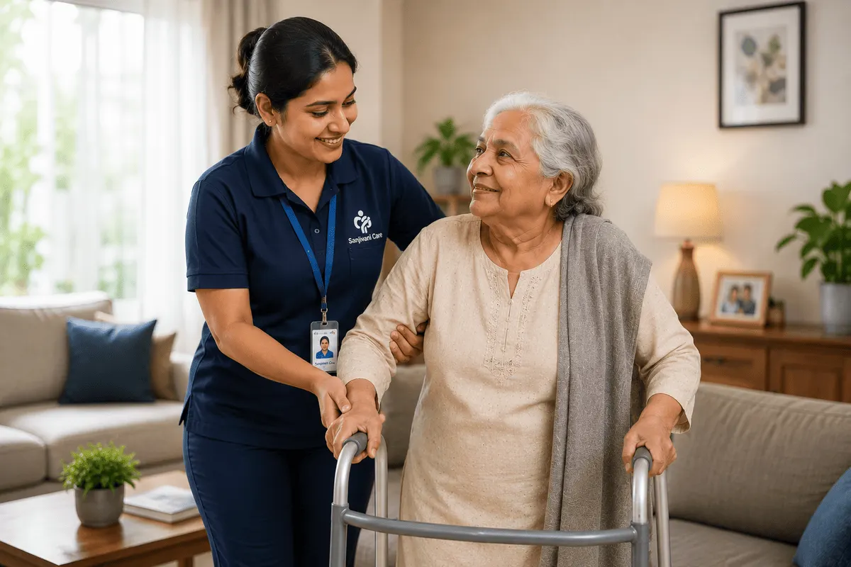 Doctor consulting a patient at home in Delhi NCR